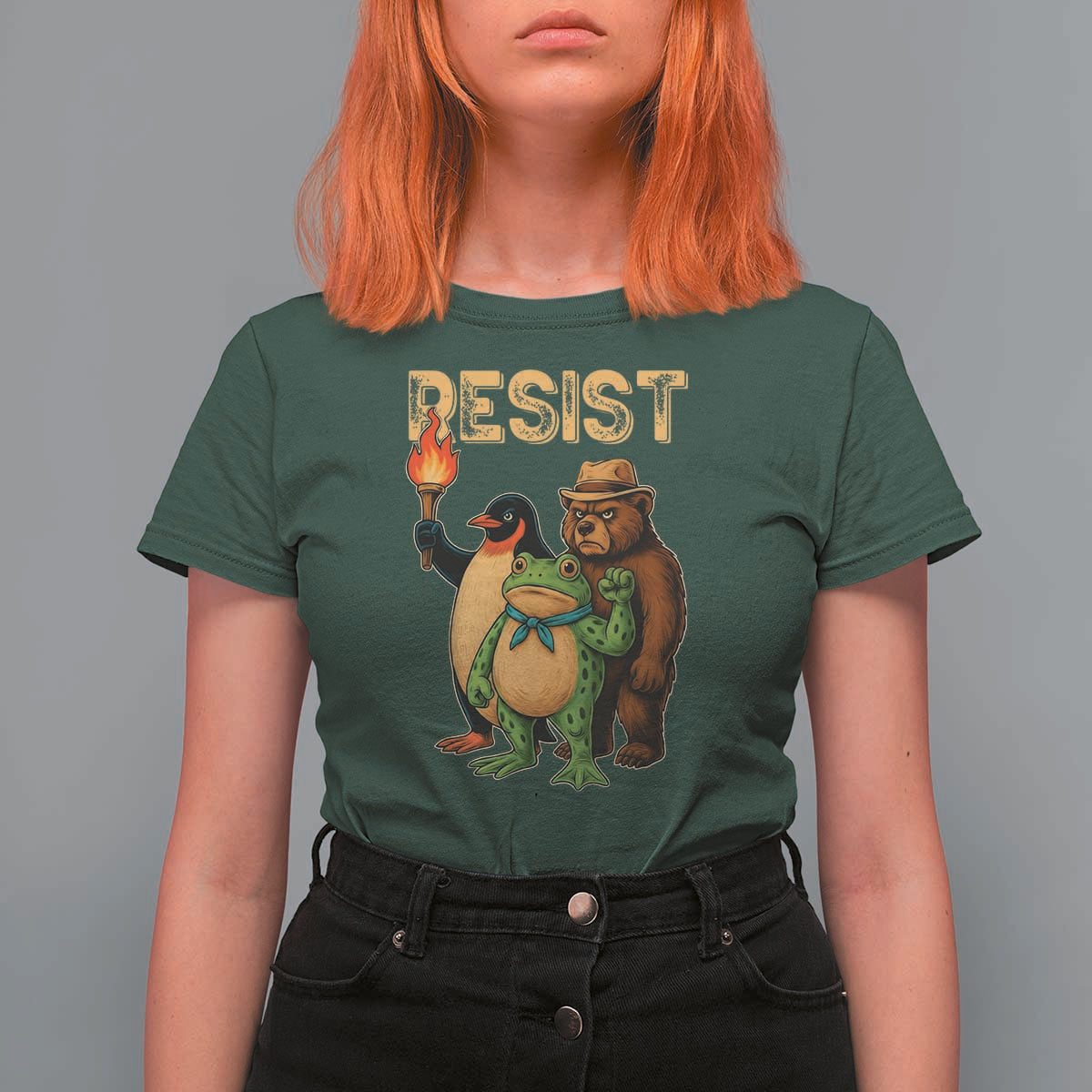 Resist Social Club 2025 T Shirt For Women Bear Penguin Frog Protest Unity for Social Justice - Wonder Print Shop