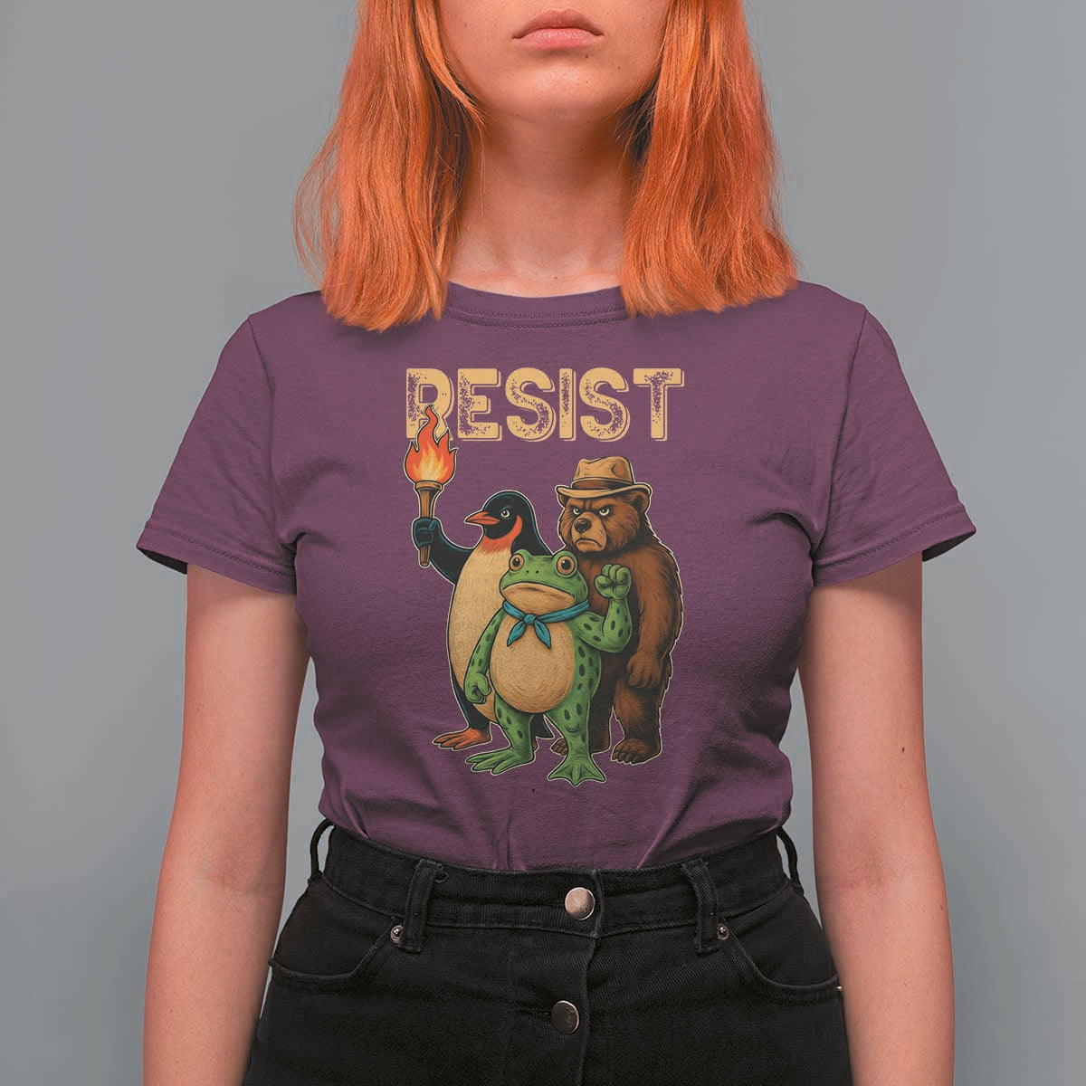 Resist Social Club 2025 T Shirt For Women Bear Penguin Frog Protest Unity for Social Justice - Wonder Print Shop