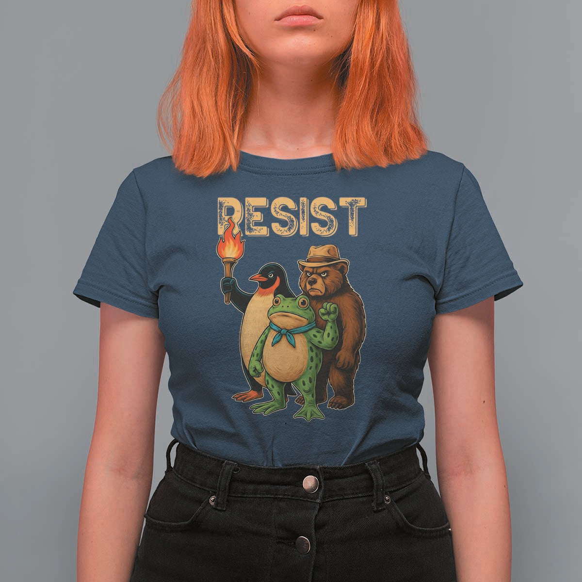 Resist Social Club 2025 T Shirt For Women Bear Penguin Frog Protest Unity for Social Justice - Wonder Print Shop