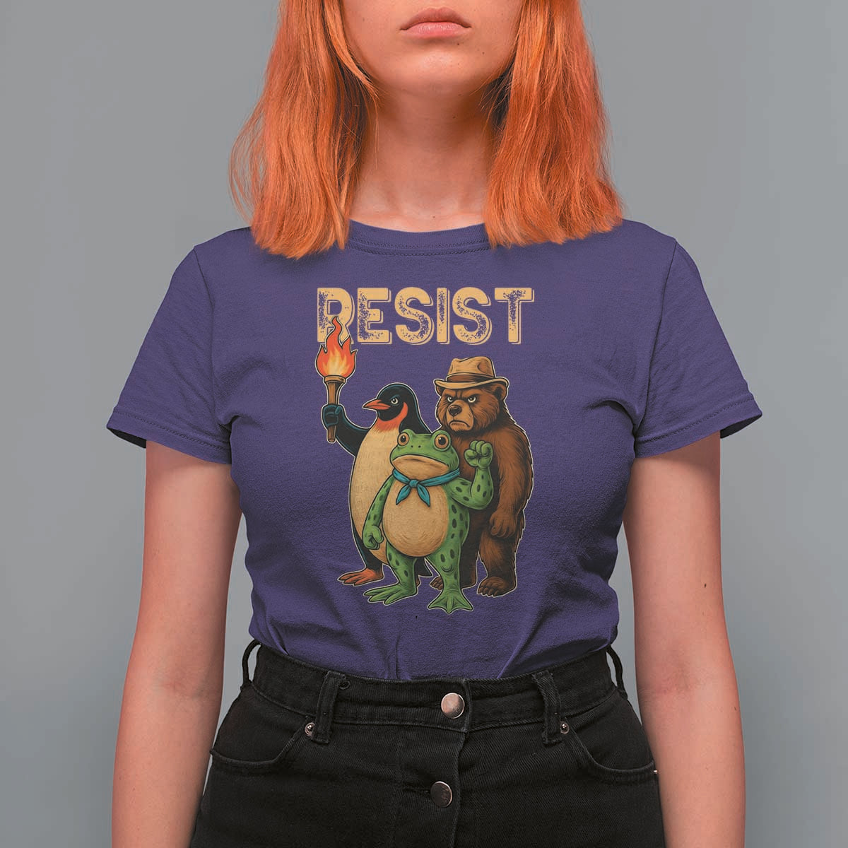 Resist Social Club 2025 T Shirt For Women Bear Penguin Frog Protest Unity for Social Justice - Wonder Print Shop