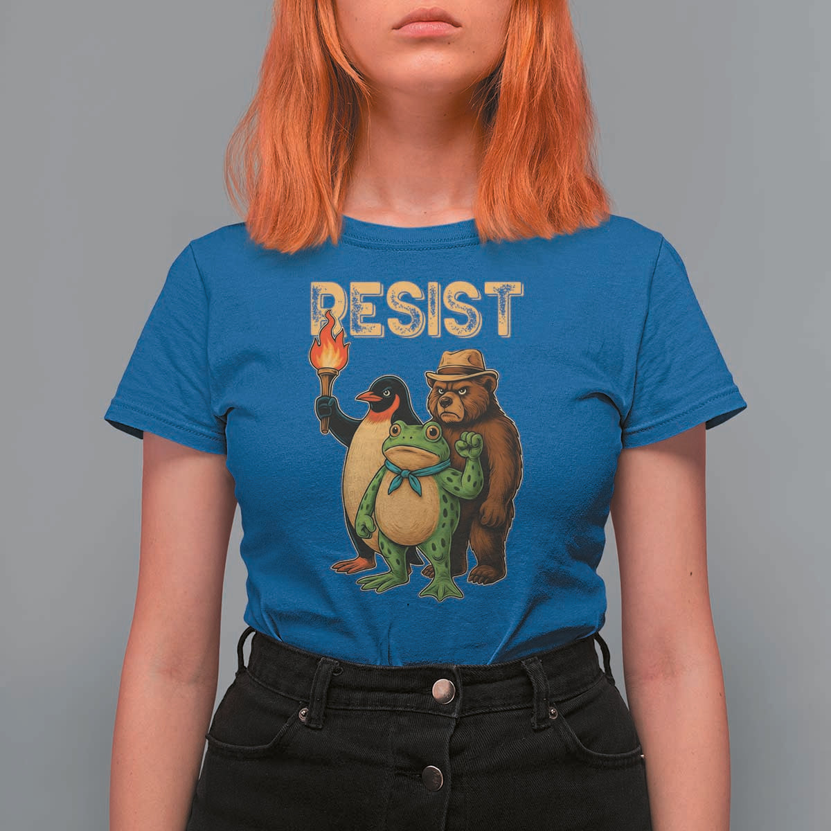 Resist Social Club 2025 T Shirt For Women Bear Penguin Frog Protest Unity for Social Justice - Wonder Print Shop