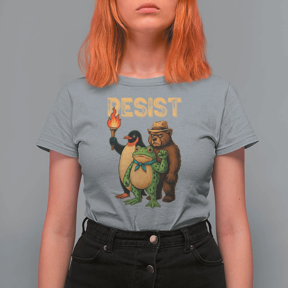 Resist Social Club 2025 T Shirt For Women Bear Penguin Frog Protest Unity for Social Justice - Wonder Print Shop
