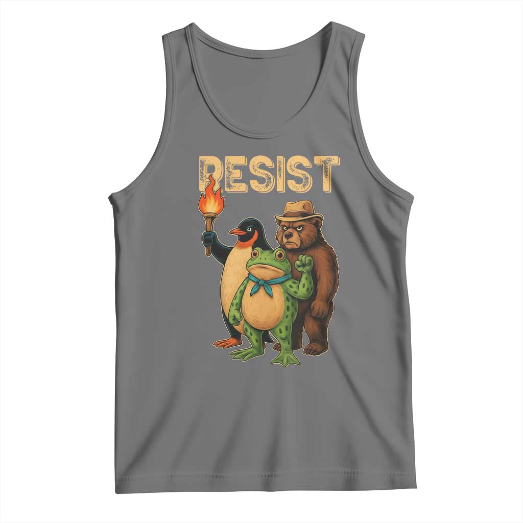 Resist Social Club 2025 Tank Top Bear Penguin Frog Protest Unity for Social Justice - Wonder Print Shop