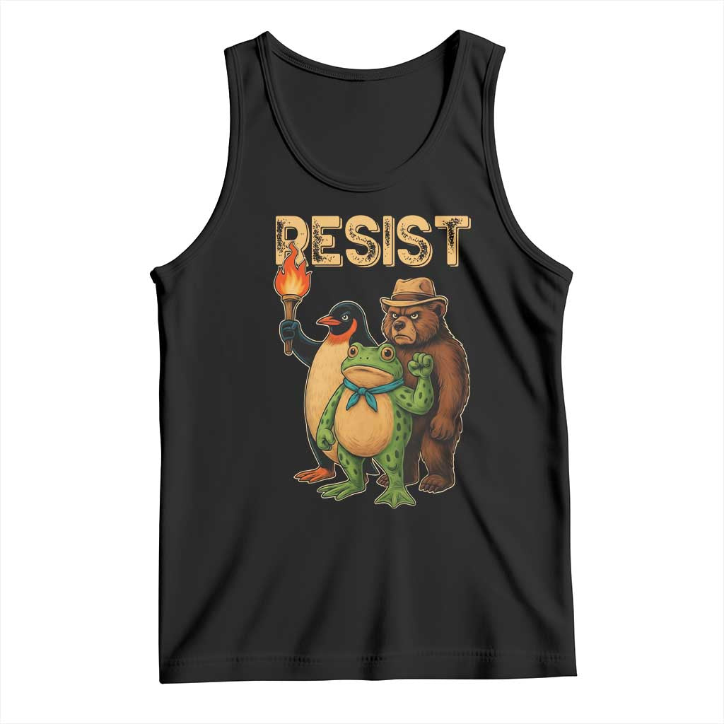 Resist Social Club 2025 Tank Top Bear Penguin Frog Protest Unity for Social Justice - Wonder Print Shop
