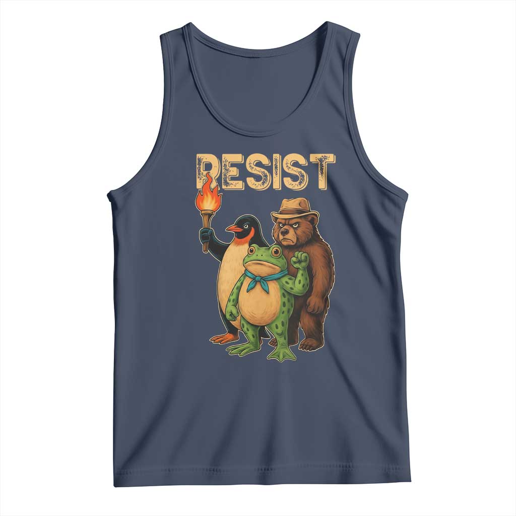 Resist Social Club 2025 Tank Top Bear Penguin Frog Protest Unity for Social Justice - Wonder Print Shop