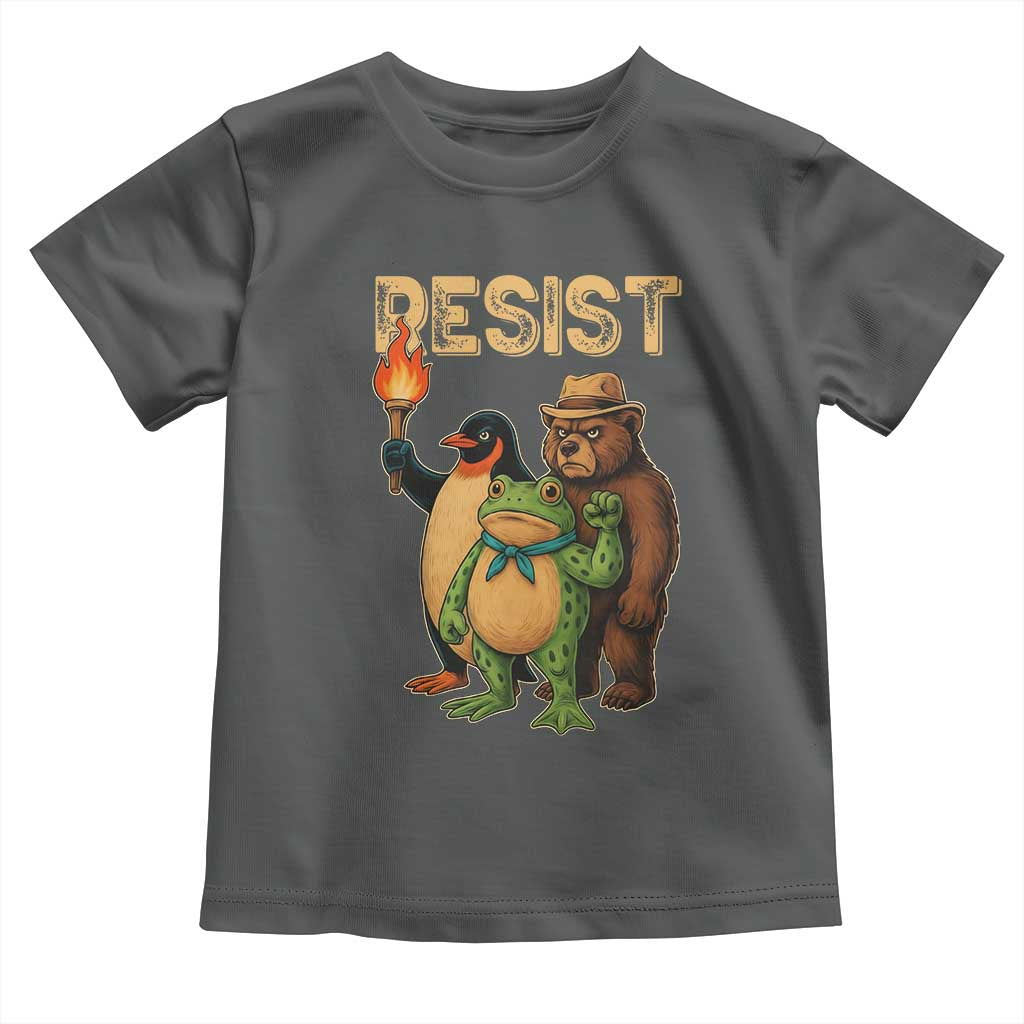 Resist Social Club 2025 Toddler T Shirt Bear Penguin Frog Protest Unity for Social Justice - Wonder Print Shop