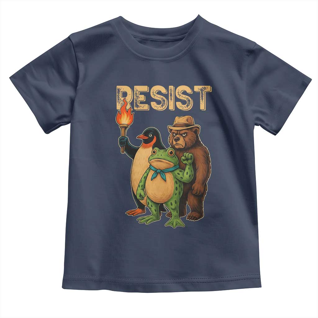 Resist Social Club 2025 Toddler T Shirt Bear Penguin Frog Protest Unity for Social Justice - Wonder Print Shop