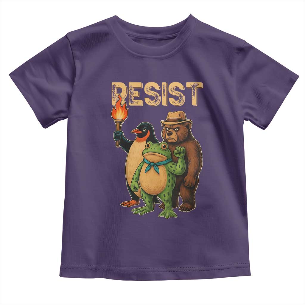 Resist Social Club 2025 Toddler T Shirt Bear Penguin Frog Protest Unity for Social Justice - Wonder Print Shop