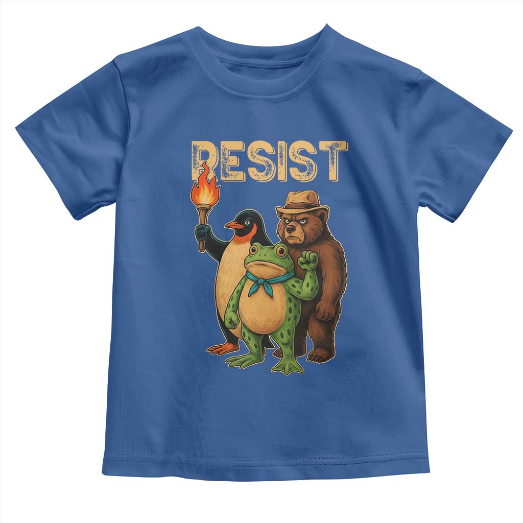 Resist Social Club 2025 Toddler T Shirt Bear Penguin Frog Protest Unity for Social Justice - Wonder Print Shop