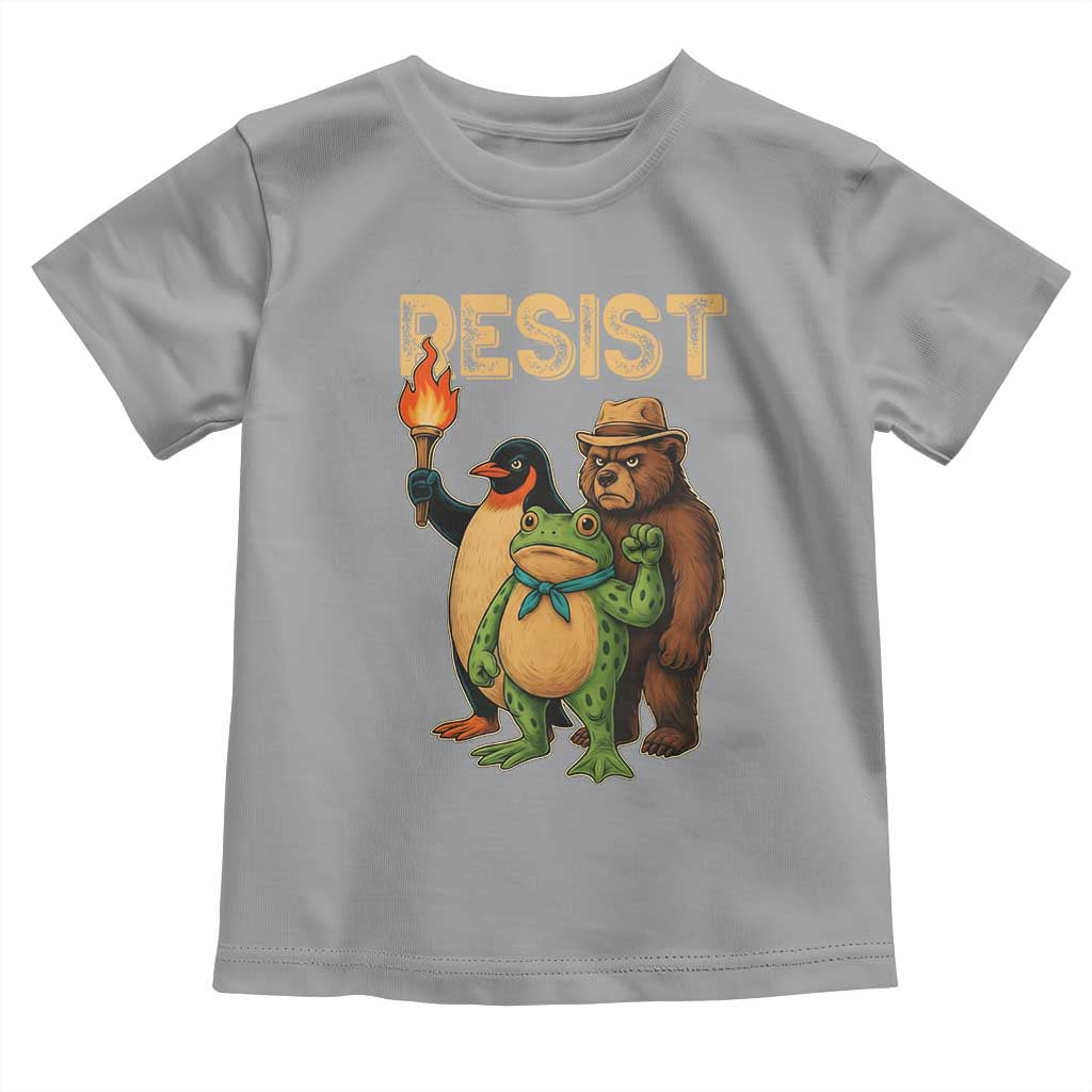 Resist Social Club 2025 Toddler T Shirt Bear Penguin Frog Protest Unity for Social Justice - Wonder Print Shop