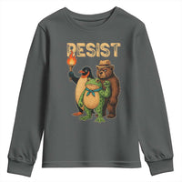 Resist Social Club 2025 Youth Sweatshirt Bear Penguin Frog Protest Unity for Social Justice - Wonder Print Shop