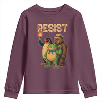 Resist Social Club 2025 Youth Sweatshirt Bear Penguin Frog Protest Unity for Social Justice - Wonder Print Shop