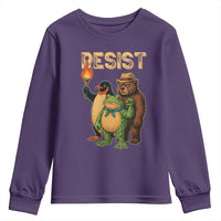 Resist Social Club 2025 Youth Sweatshirt Bear Penguin Frog Protest Unity for Social Justice - Wonder Print Shop