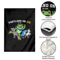 Portland On Ice 2025 Garden Flag Resist Frog and Inflatable Animals Protest Sarcastic Politics - Wonder Print Shop