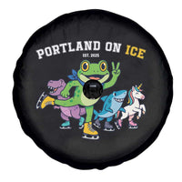 Portland On Ice 2025 Spare Tire Cover Resist Frog and Inflatable Animals Protest Sarcastic Politics - Wonder Print Shop