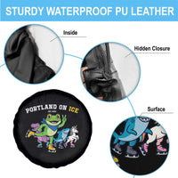 Portland On Ice 2025 Spare Tire Cover Resist Frog and Inflatable Animals Protest Sarcastic Politics - Wonder Print Shop
