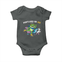 Portland On Ice 2025 Baby Onesie Resist Frog and Inflatable Animals Protest Sarcastic Politics - Wonder Print Shop