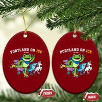 Portland On Ice 2025 Ceramic Ornament Resist Frog and Inflatable Animals Protest Sarcastic Politics - Wonder Print Shop