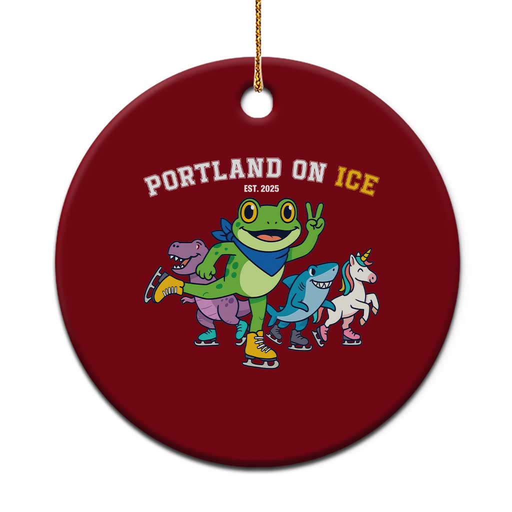 Portland On Ice 2025 Ceramic Ornament Resist Frog and Inflatable Animals Protest Sarcastic Politics - Wonder Print Shop