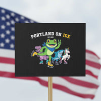 Portland On Ice 2025 Protest Sign Resist Frog and Inflatable Animals Protest Sarcastic Politics - Wonder Print Shop