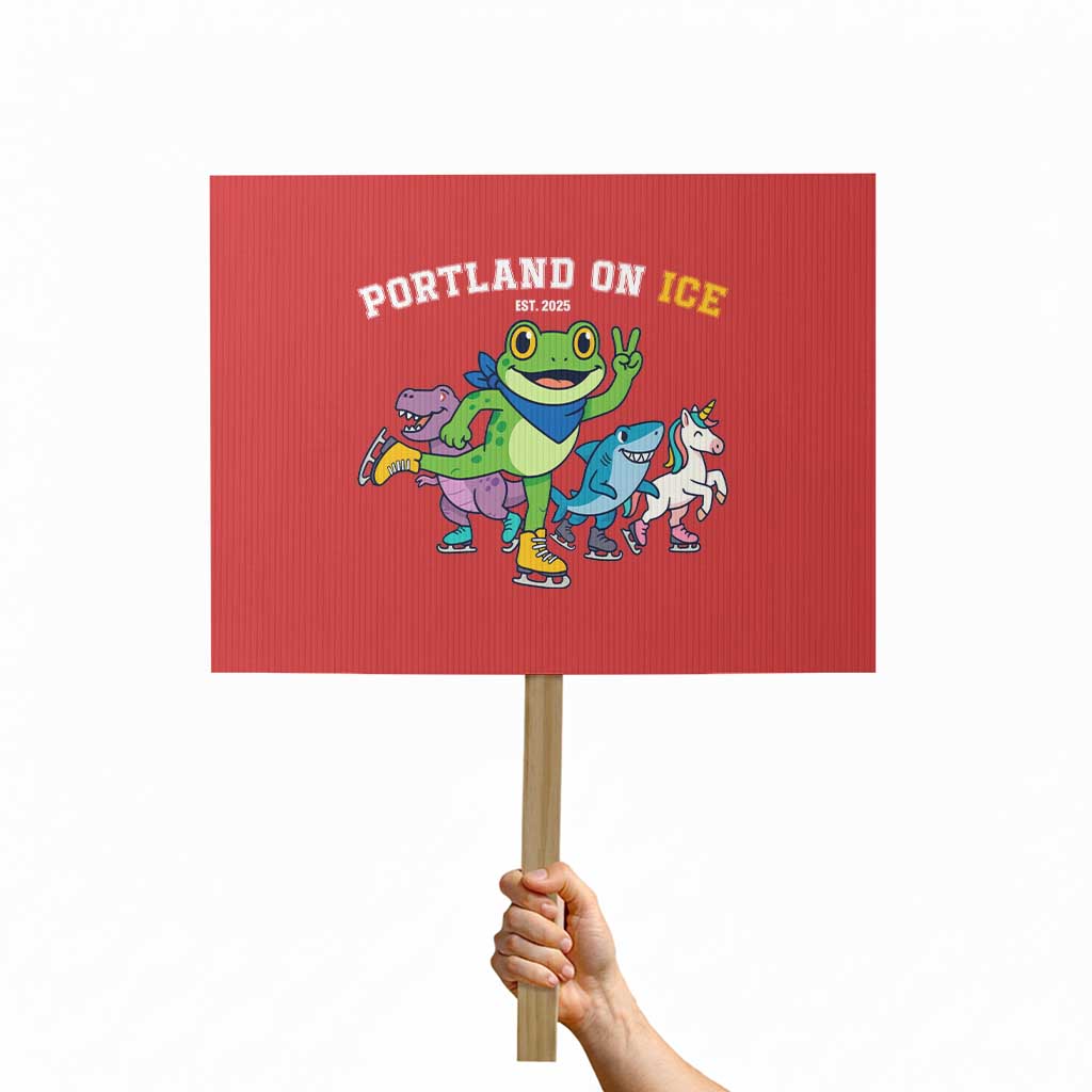Portland On Ice 2025 Protest Sign Resist Frog and Inflatable Animals Protest Sarcastic Politics - Wonder Print Shop