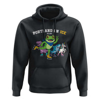 Portland On Ice 2025 Hoodie Resist Frog and Inflatable Animals Protest Sarcastic Politics - Wonder Print Shop