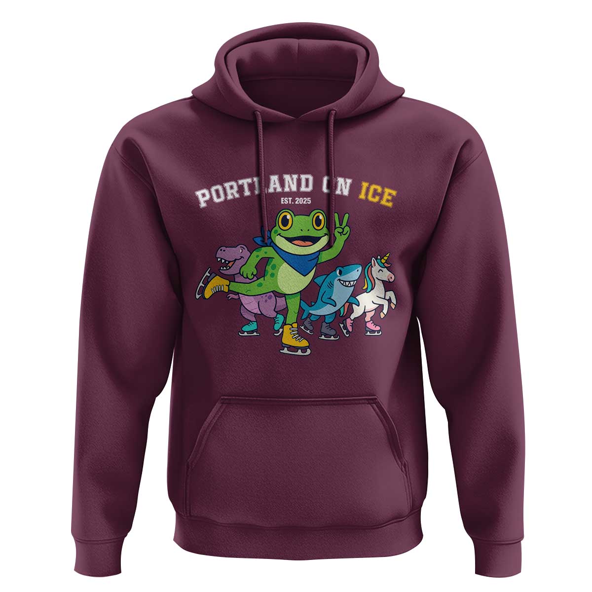 Portland On Ice 2025 Hoodie Resist Frog and Inflatable Animals Protest Sarcastic Politics - Wonder Print Shop
