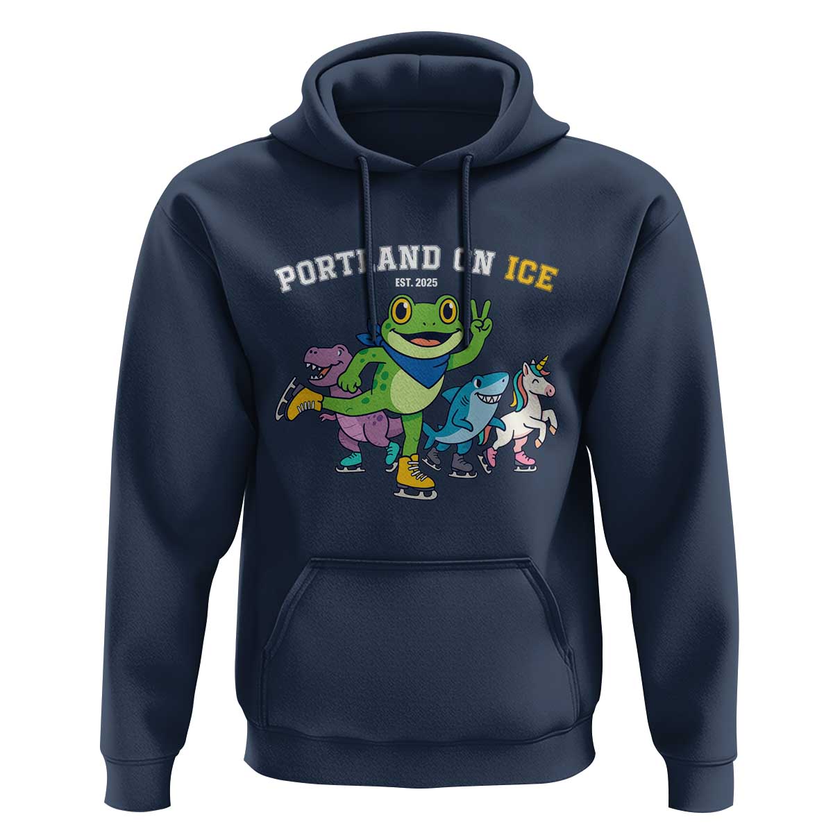 Portland On Ice 2025 Hoodie Resist Frog and Inflatable Animals Protest Sarcastic Politics - Wonder Print Shop