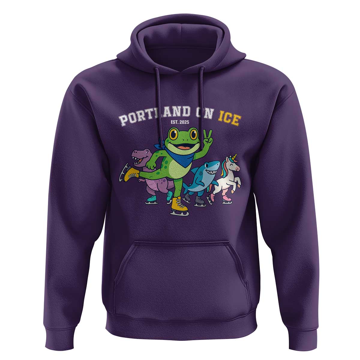 Portland On Ice 2025 Hoodie Resist Frog and Inflatable Animals Protest Sarcastic Politics - Wonder Print Shop