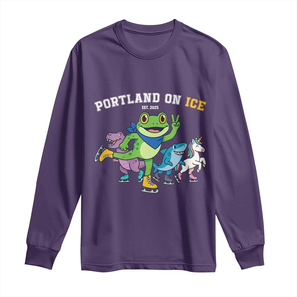 Portland On Ice 2025 Long Sleeve Shirt Resist Frog and Inflatable Animals Protest Sarcastic Politics - Wonder Print Shop
