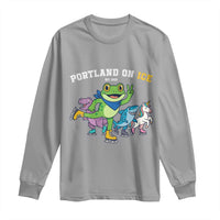 Portland On Ice 2025 Long Sleeve Shirt Resist Frog and Inflatable Animals Protest Sarcastic Politics - Wonder Print Shop