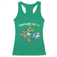 Portland On Ice 2025 Racerback Tank Top Resist Frog and Inflatable Animals Protest Sarcastic Politics - Wonder Print Shop