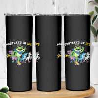 Portland On Ice 2025 Skinny Tumbler Resist Frog and Inflatable Animals Protest Sarcastic Politics - Wonder Print Shop