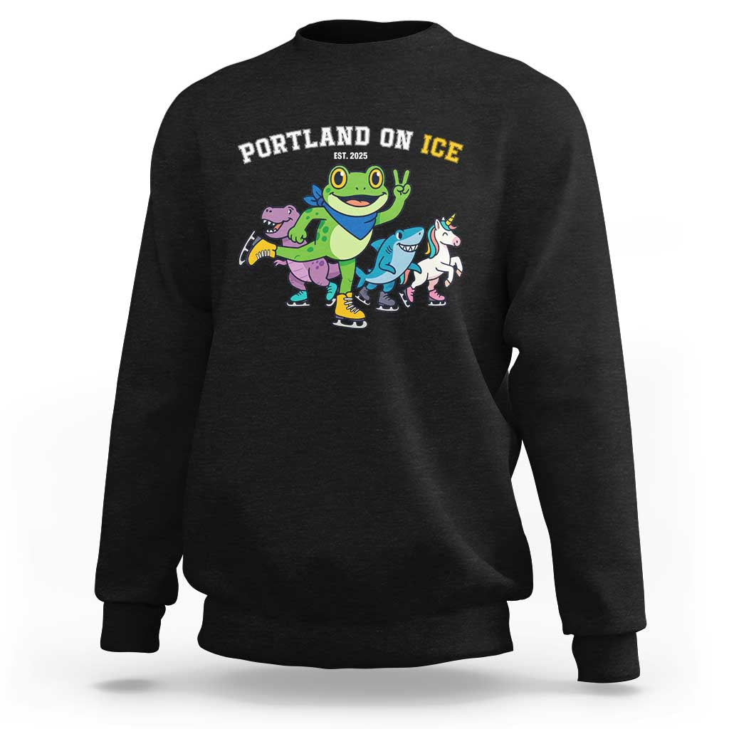 Portland On Ice 2025 Sweatshirt Resist Frog and Inflatable Animals Protest Sarcastic Politics - Wonder Print Shop