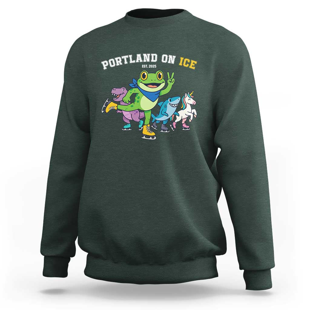 Portland On Ice 2025 Sweatshirt Resist Frog and Inflatable Animals Protest Sarcastic Politics - Wonder Print Shop