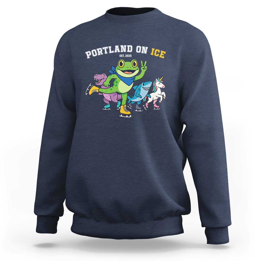 Portland On Ice 2025 Sweatshirt Resist Frog and Inflatable Animals Protest Sarcastic Politics - Wonder Print Shop