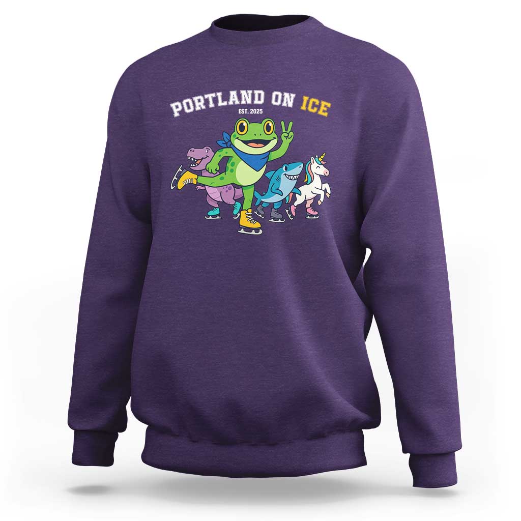 Portland On Ice 2025 Sweatshirt Resist Frog and Inflatable Animals Protest Sarcastic Politics - Wonder Print Shop