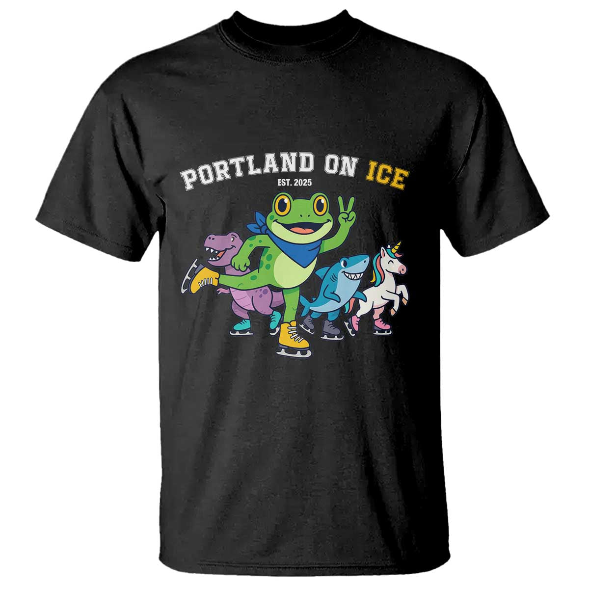 Portland On Ice 2025 T Shirt Resist Frog and Inflatable Animals Protest Sarcastic Politics - Wonder Print Shop