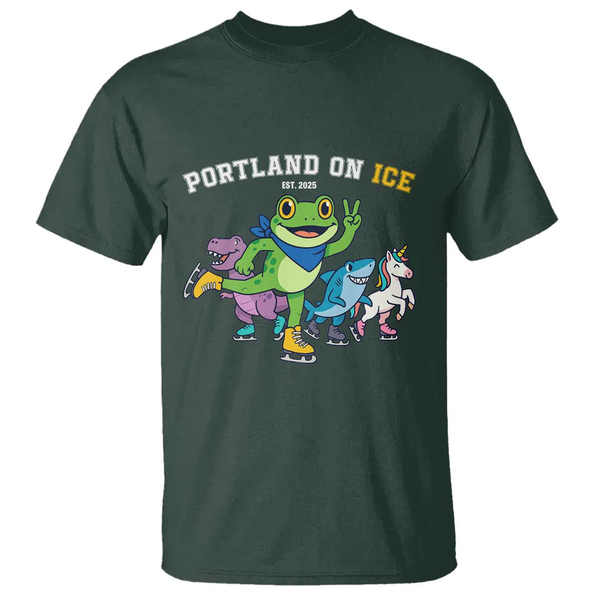 Portland On Ice 2025 T Shirt Resist Frog and Inflatable Animals Protest Sarcastic Politics - Wonder Print Shop