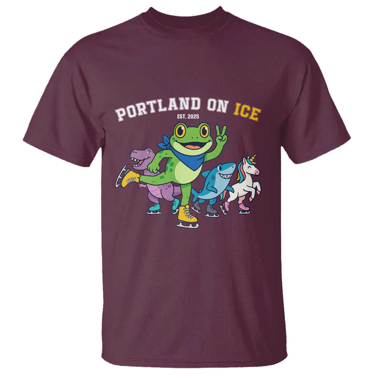Portland On Ice 2025 T Shirt Resist Frog and Inflatable Animals Protest Sarcastic Politics - Wonder Print Shop