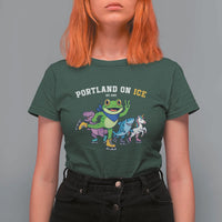 Portland On Ice 2025 T Shirt For Women Resist Frog and Inflatable Animals Protest Sarcastic Politics - Wonder Print Shop