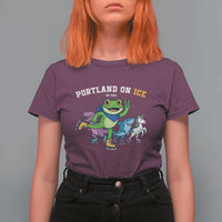 Portland On Ice 2025 T Shirt For Women Resist Frog and Inflatable Animals Protest Sarcastic Politics - Wonder Print Shop