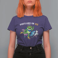 Portland On Ice 2025 T Shirt For Women Resist Frog and Inflatable Animals Protest Sarcastic Politics - Wonder Print Shop