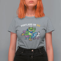Portland On Ice 2025 T Shirt For Women Resist Frog and Inflatable Animals Protest Sarcastic Politics - Wonder Print Shop