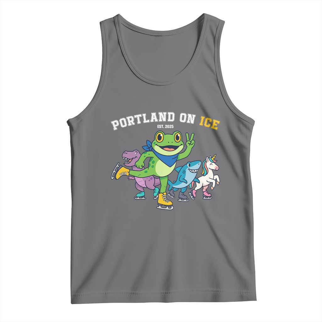 Portland On Ice 2025 Tank Top Resist Frog and Inflatable Animals Protest Sarcastic Politics - Wonder Print Shop