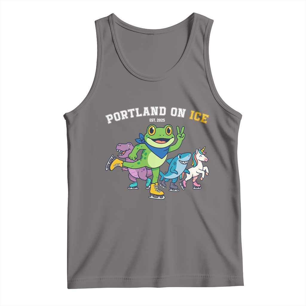 Portland On Ice 2025 Tank Top Resist Frog and Inflatable Animals Protest Sarcastic Politics - Wonder Print Shop