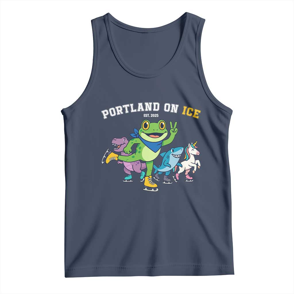 Portland On Ice 2025 Tank Top Resist Frog and Inflatable Animals Protest Sarcastic Politics - Wonder Print Shop