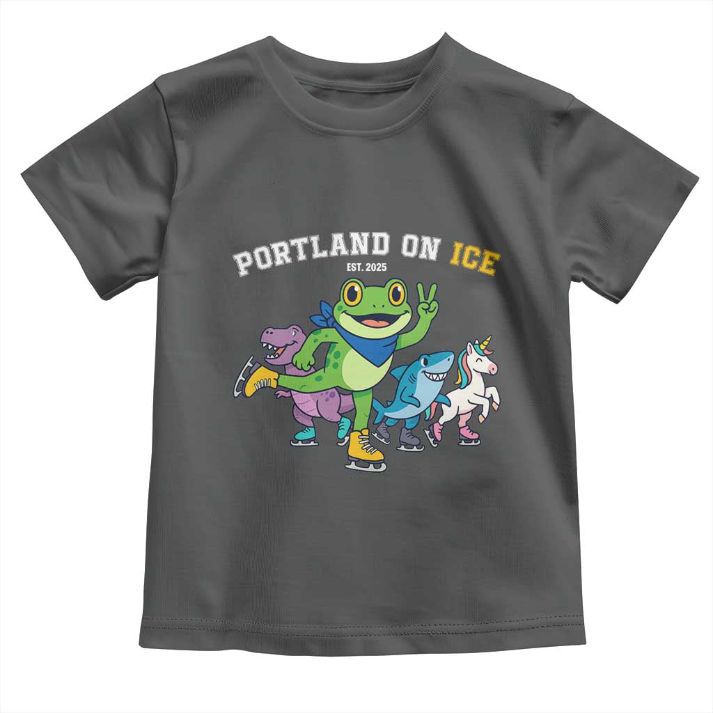Portland On Ice 2025 Toddler T Shirt Resist Frog and Inflatable Animals Protest Sarcastic Politics - Wonder Print Shop
