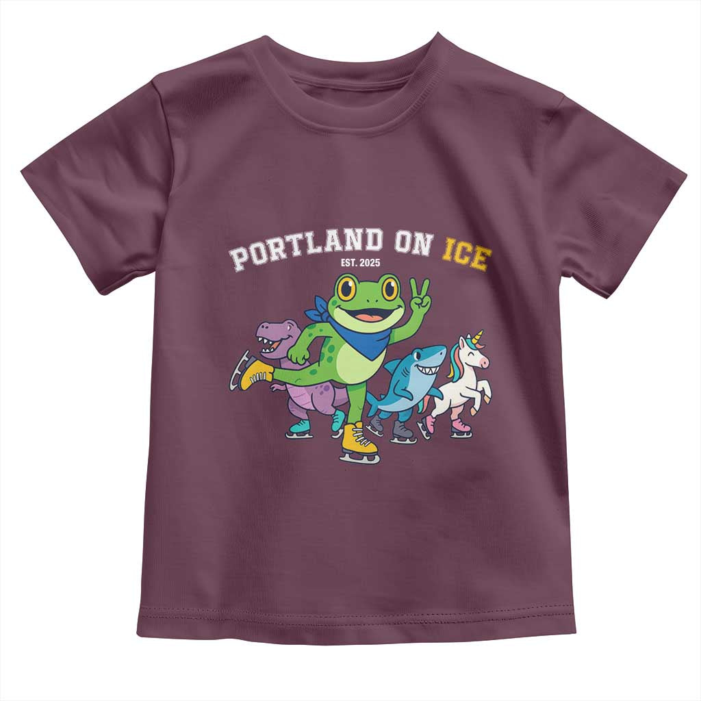 Portland On Ice 2025 Toddler T Shirt Resist Frog and Inflatable Animals Protest Sarcastic Politics - Wonder Print Shop