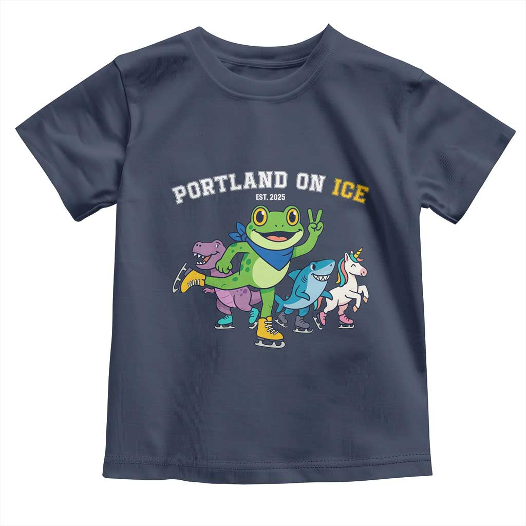 Portland On Ice 2025 Toddler T Shirt Resist Frog and Inflatable Animals Protest Sarcastic Politics - Wonder Print Shop